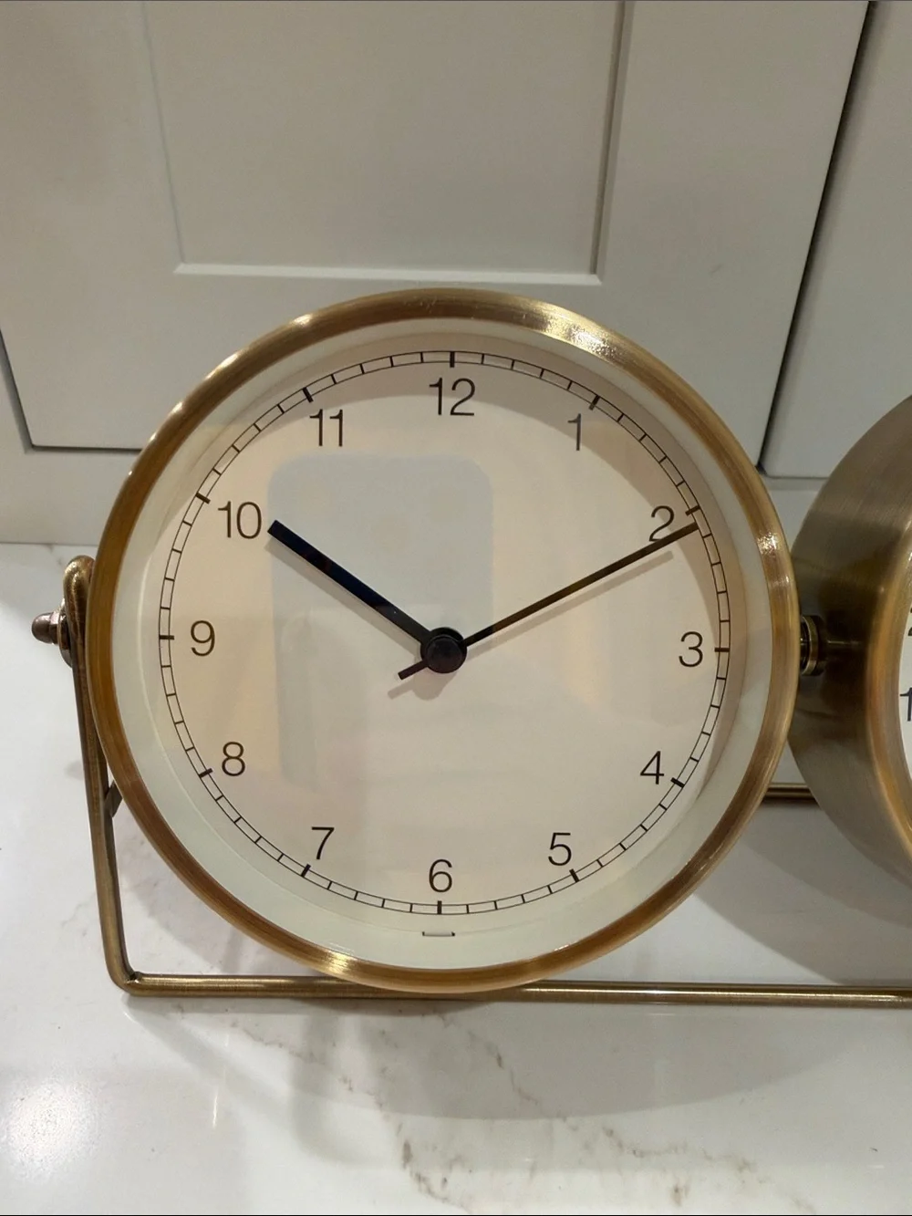 NWT, Hearth & Hand Brass-Tone Clock and Thermometer in White and Gold